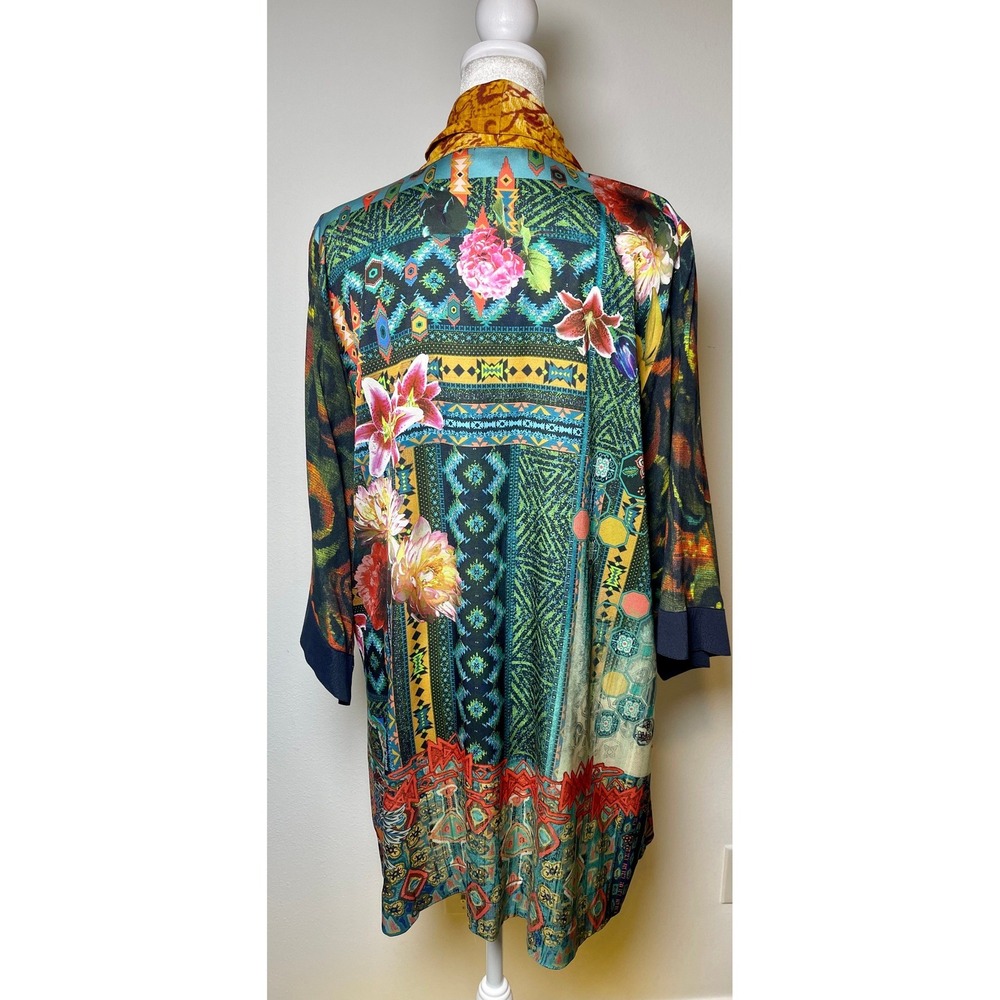 John Mark Large Patchwork Kimono Jacket Floral Em… - image 2